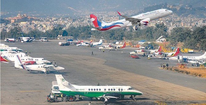 Thirty-five planes started flying outside Kathmandu at night, causing problems to helicopters