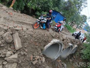 Blocked Nala-Bhaktapur road section reopened using hume pipes